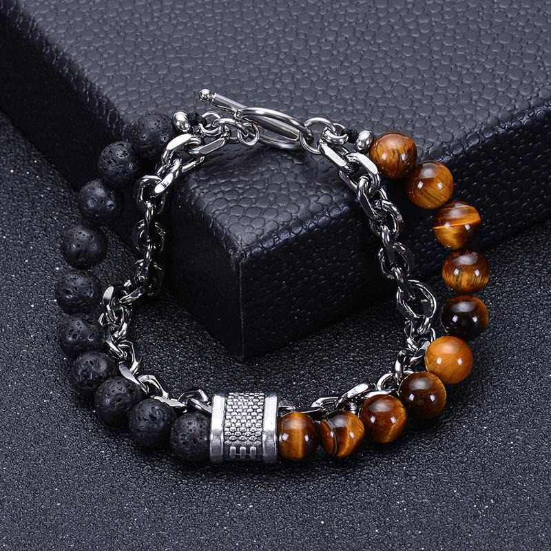 Tiger Eye and Lava Stone Grounding Bracelet - Buddha Walks Shop
