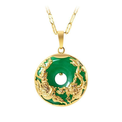 Green Jade Feng Shui Necklace - Buddha Walks Shop