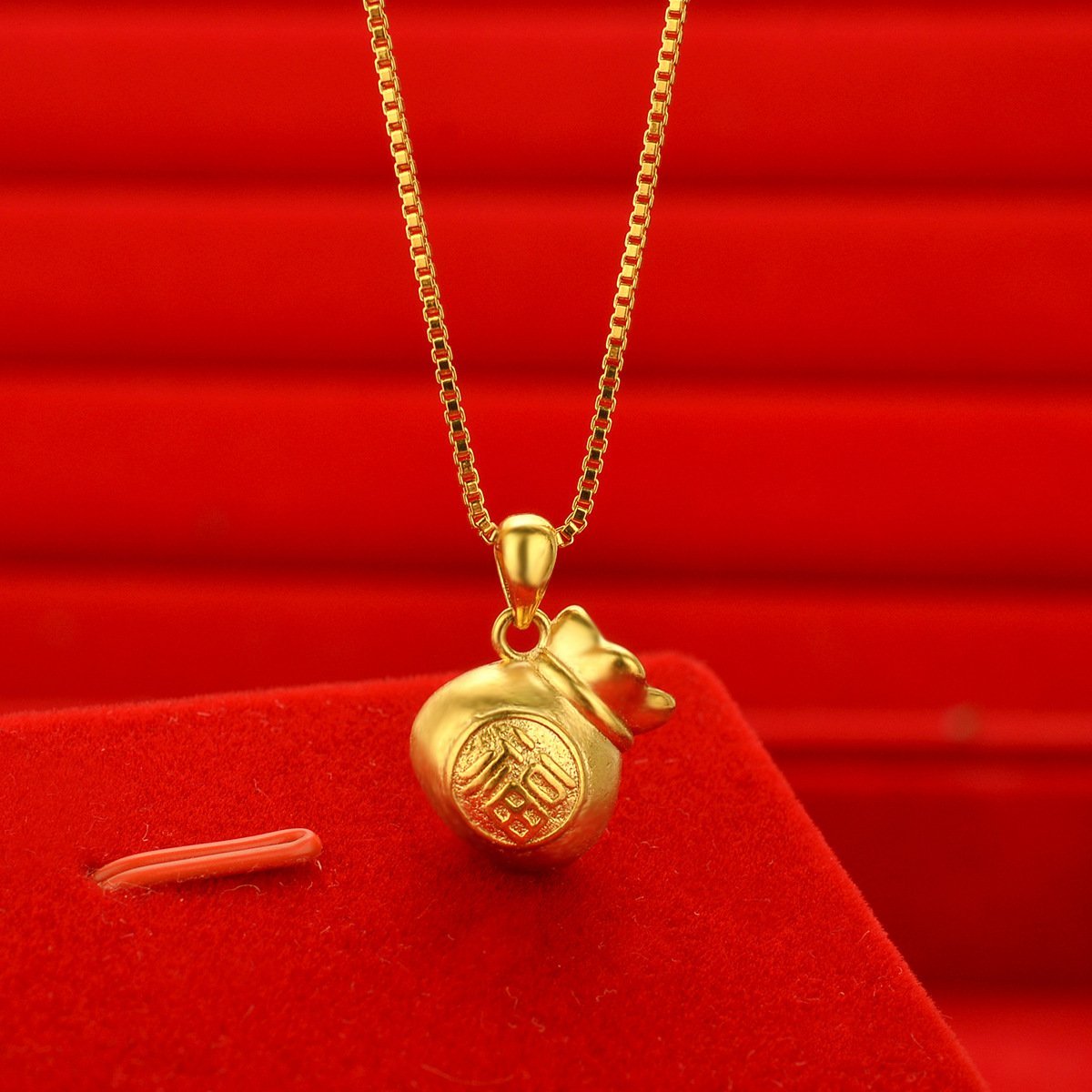 Lucky Money Bag Gold Necklace - Buddha Walks Shop
