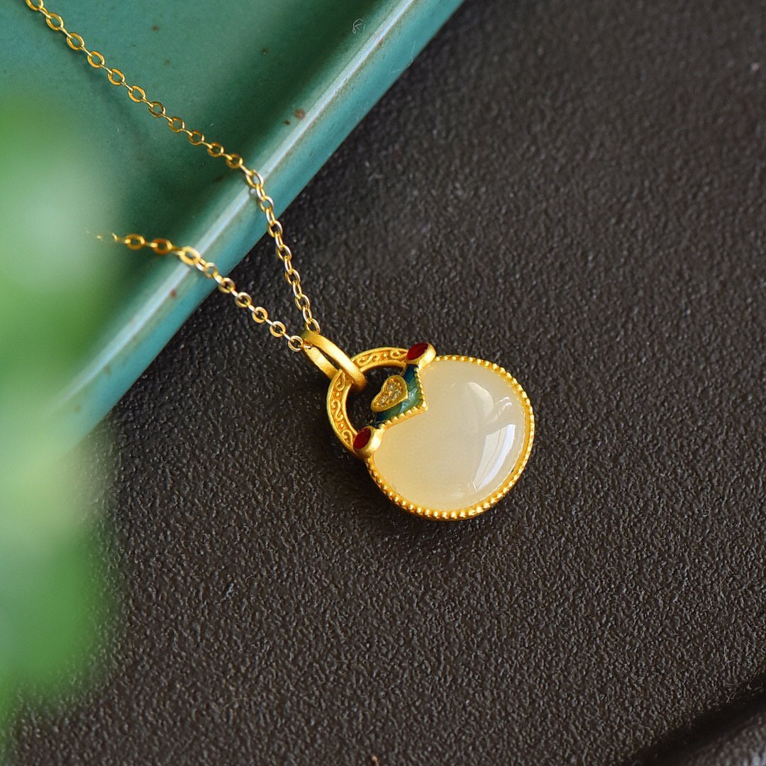 Lucky Money Bag Wealth Jade Necklace - Buddha Walks Shop