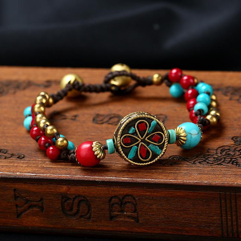 Tibetan Ethnic Turquoise Beads Bracelet - Buddha Walks Shop