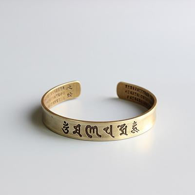 Tibetan Buddhist Mantra Brass Bangle - Buddha Walks Shop