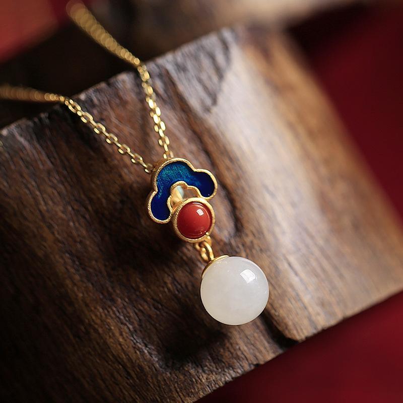 White Jade Charm Necklace - Buddha Walks Shop