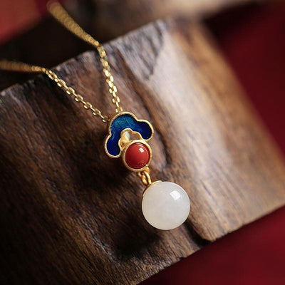 White Jade Charm Necklace - Buddha Walks Shop