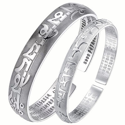 Six Words Mantra Buddhist Couple Bangle - Buddha Walks Shop