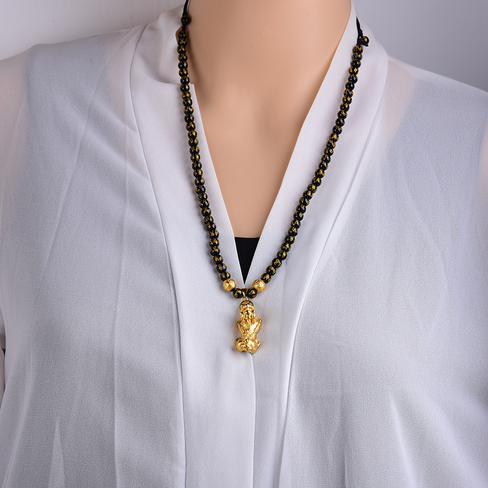 Feng Shui Black Obsidian Wealth Necklace - Buddha Walks Shop