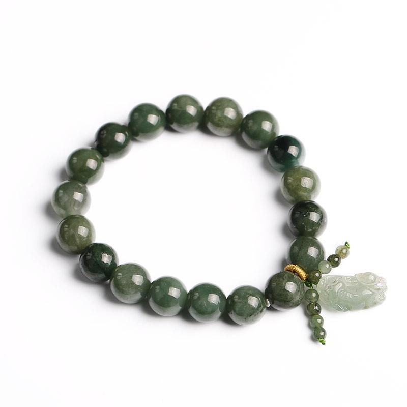 Natural Green Jade Fortune Pixiu Bracelet - Buddha Walks Shop