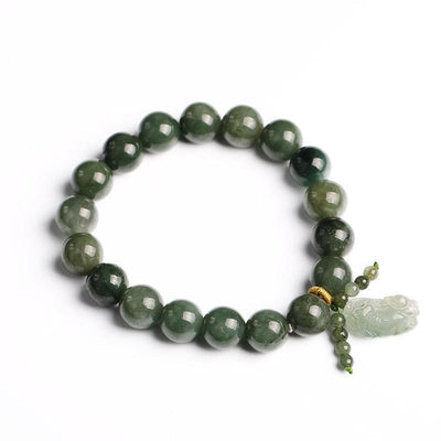 Natural Green Jade Fortune Pixiu Bracelet - Buddha Walks Shop