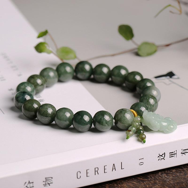 Natural Green Jade Fortune Pixiu Bracelet - Buddha Walks Shop
