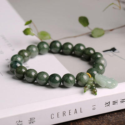 Natural Green Jade Fortune Pixiu Bracelet - Buddha Walks Shop