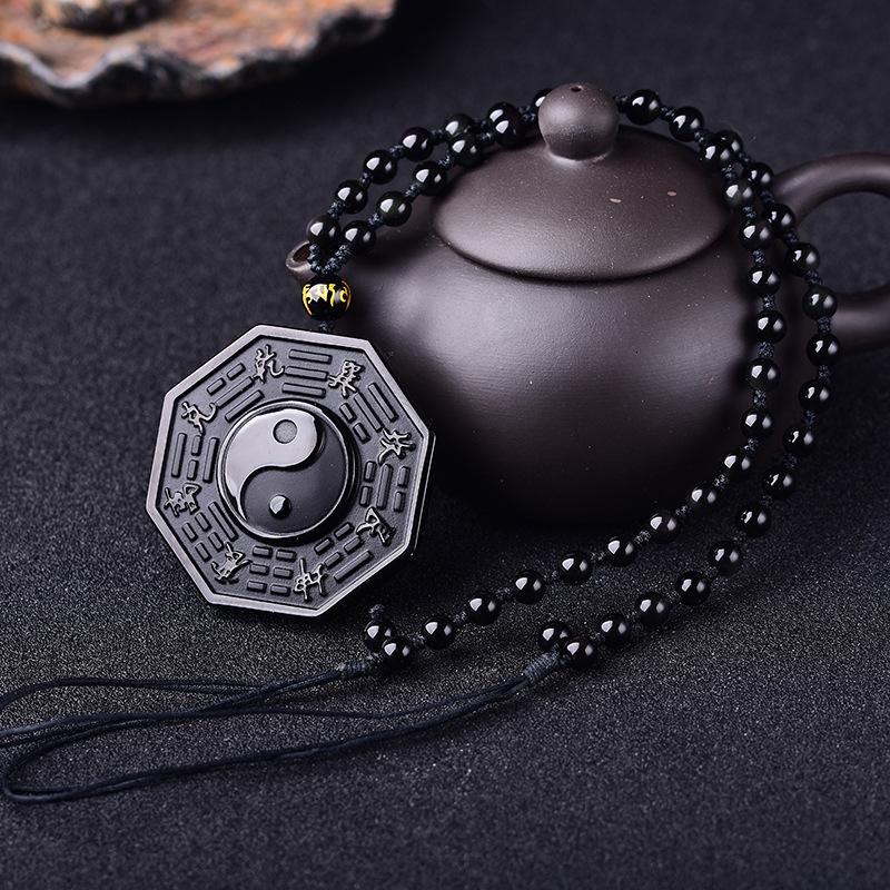 Obsidian Yin And Yang Pendant - Buddha Walks Shop