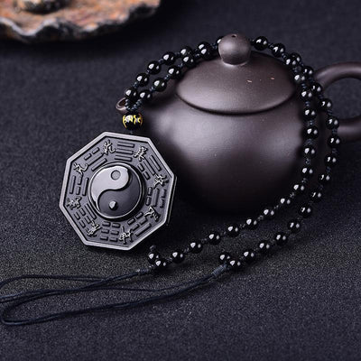 Obsidian Yin And Yang Pendant - Buddha Walks Shop