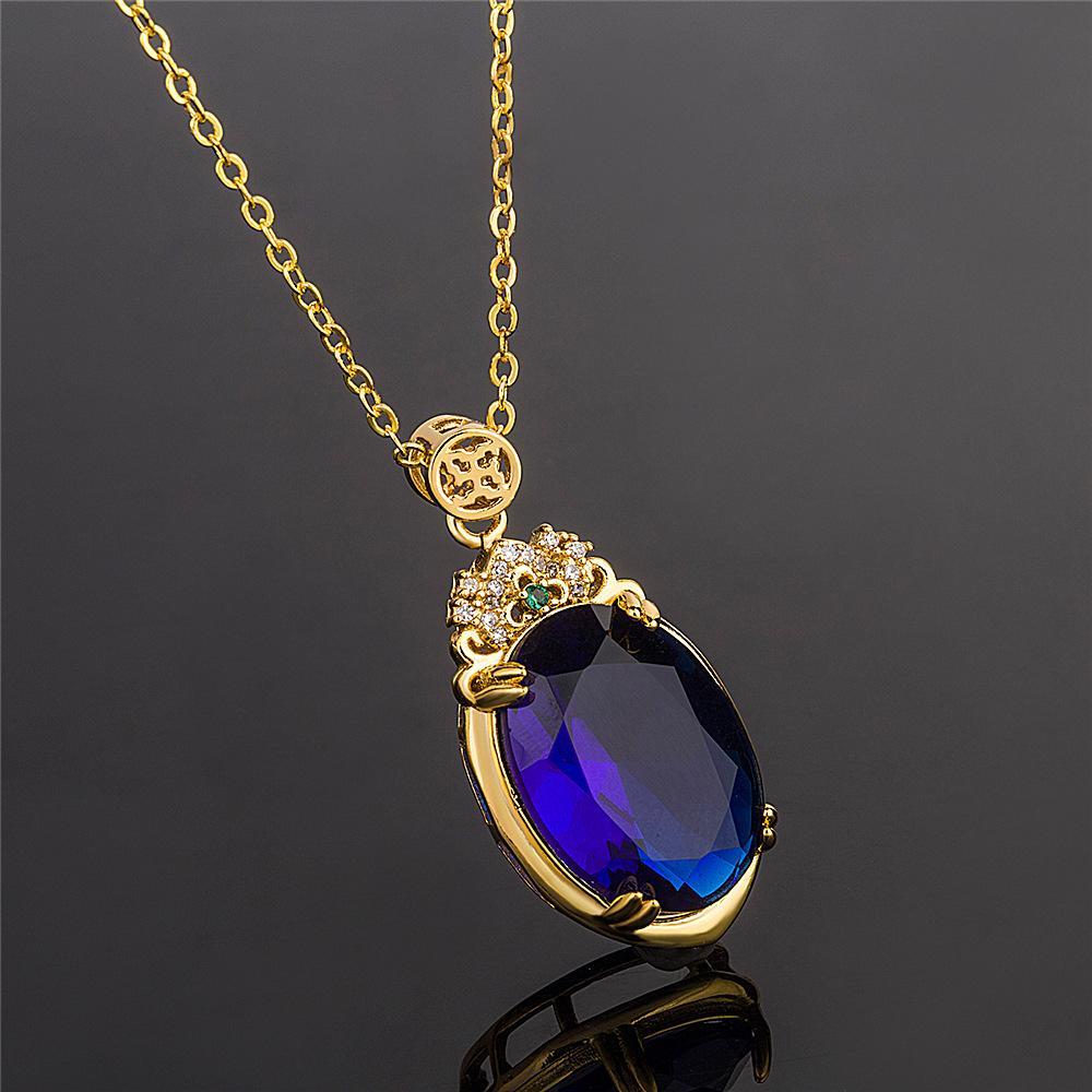 Blue Sapphire Gem Necklace - Buddha Walks Shop
