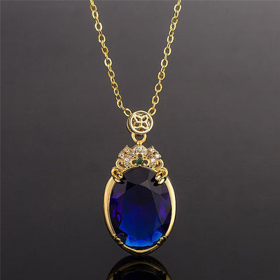 Blue Sapphire Gem Necklace - Buddha Walks Shop