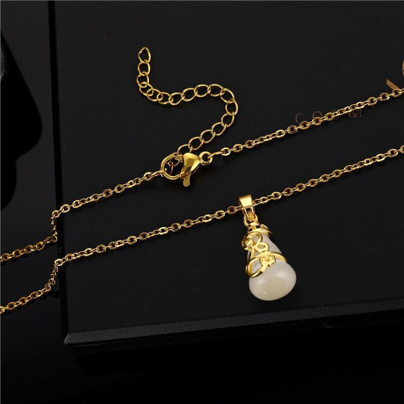 White Jade Gourd Necklace - Buddha Walks Shop