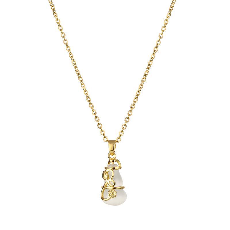 White Jade Gourd Necklace - Buddha Walks Shop