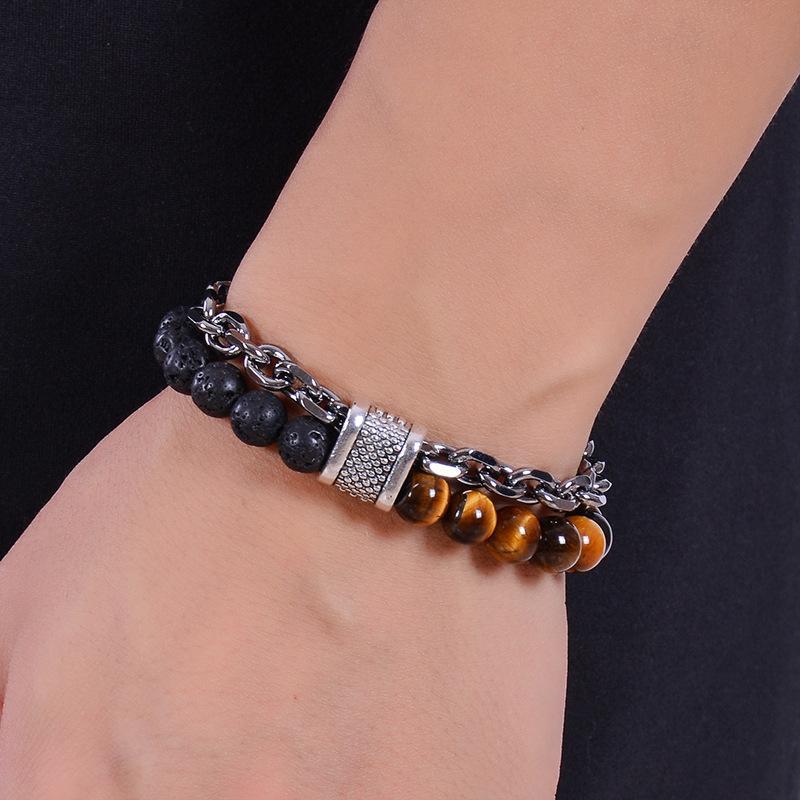 Tiger Eye and Lava Stone Grounding Bracelet - Buddha Walks Shop