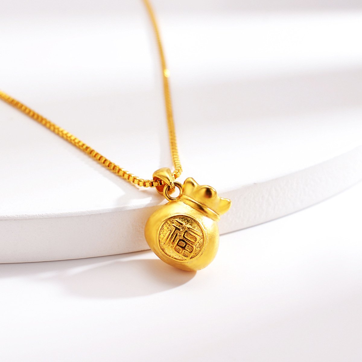Lucky Money Bag Gold Necklace - Buddha Walks Shop