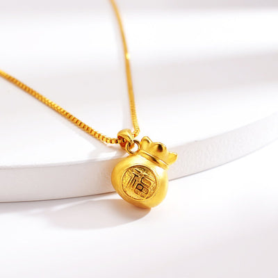 Lucky Money Bag Gold Necklace - Buddha Walks Shop