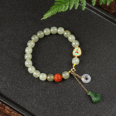Green Jade Elegant Charm Bracelet - Buddha Walks Shop