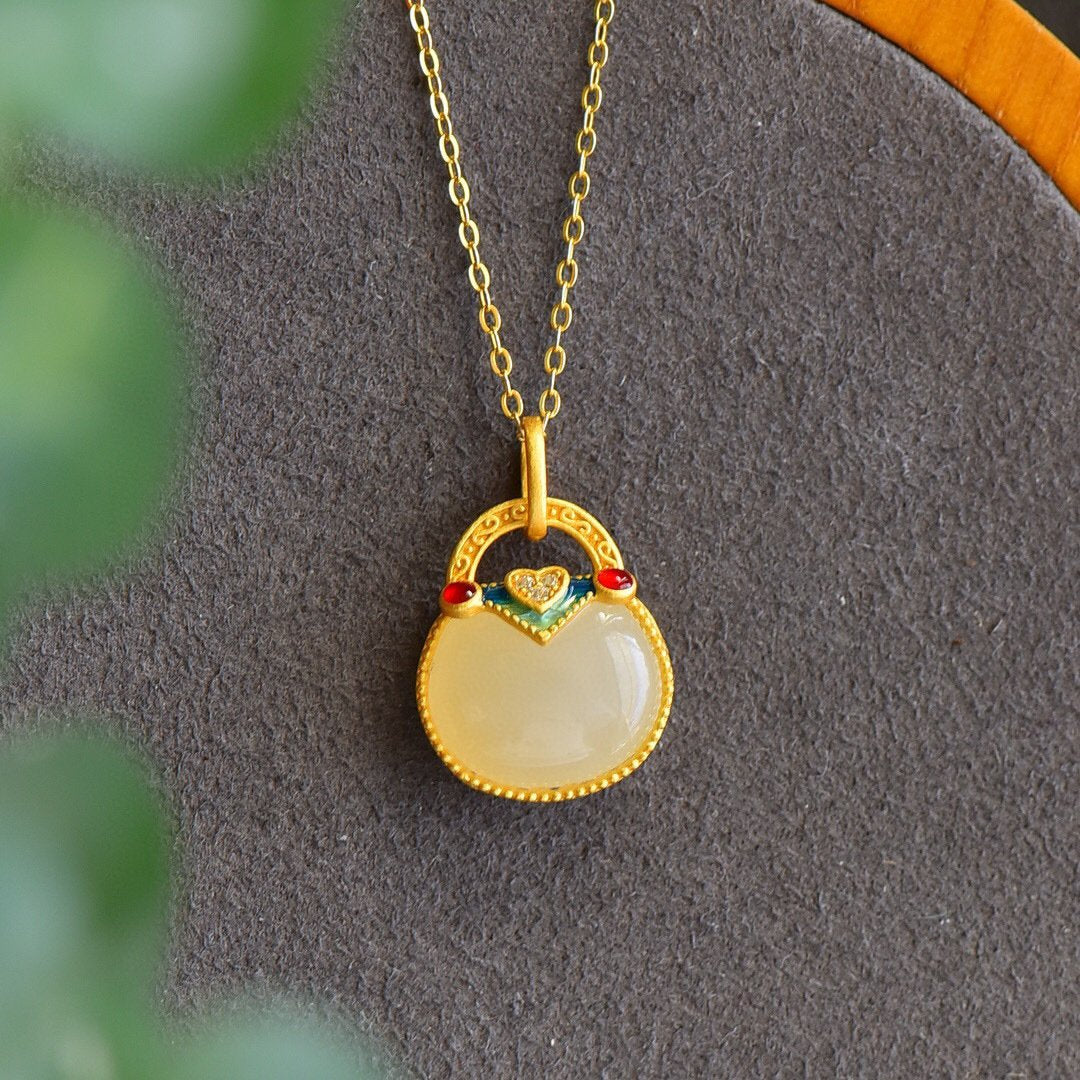 Lucky Money Bag Wealth Jade Necklace - Buddha Walks Shop