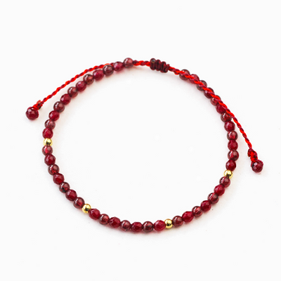 Red Garnet Lucky Weave Red String Wealth Bracelet - Buddha Walks Shop