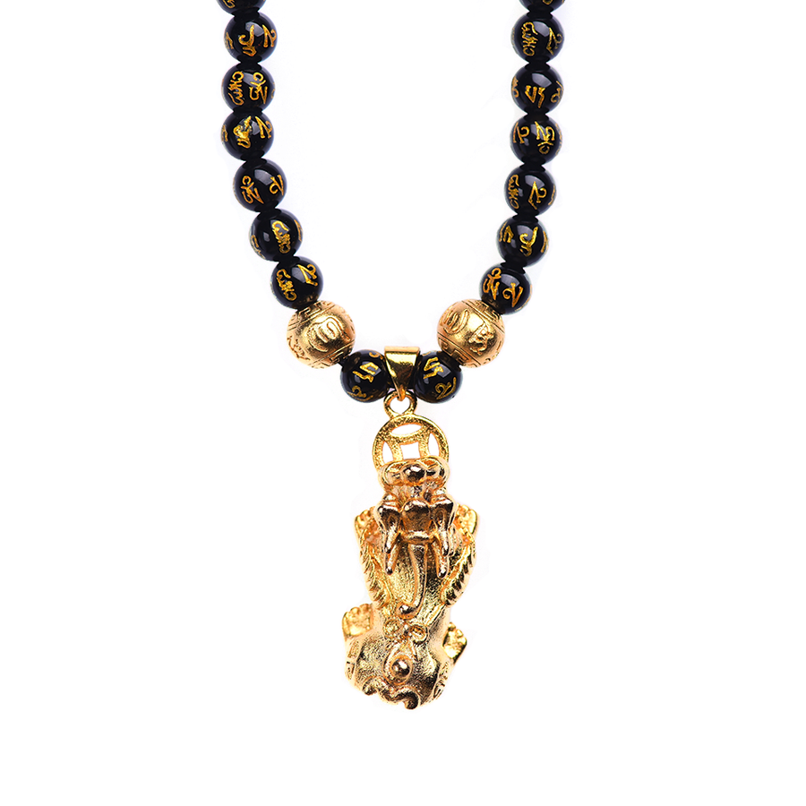 Feng Shui Black Obsidian Wealth Necklace - Buddha Walks Shop