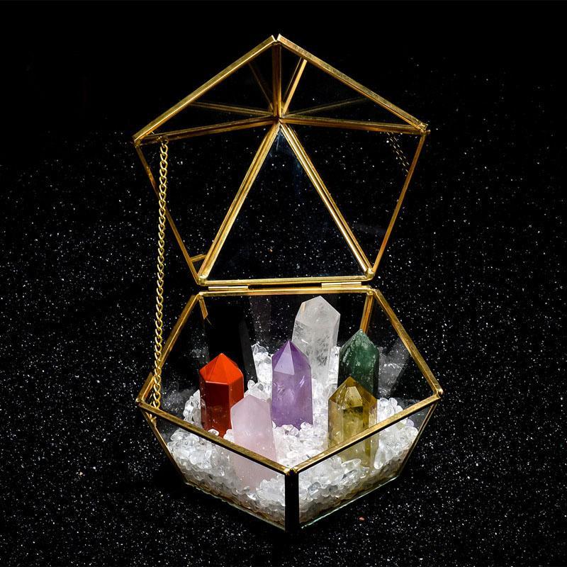 7 Chakra Stones Crystal Ornament Display - Buddha Walks Shop