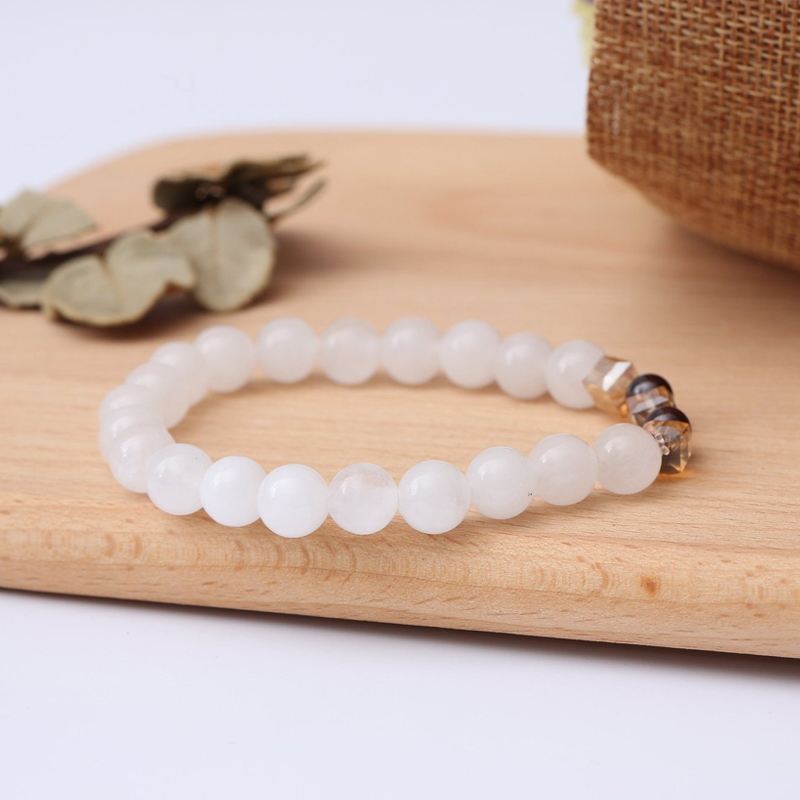 Natural White Chalcedony Positivity Bracelet - Buddha Walks Shop