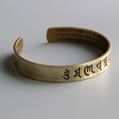 Tibetan Buddhist Mantra Brass Bangle - Buddha Walks Shop