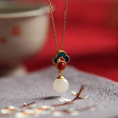 White Jade Charm Necklace - Buddha Walks Shop