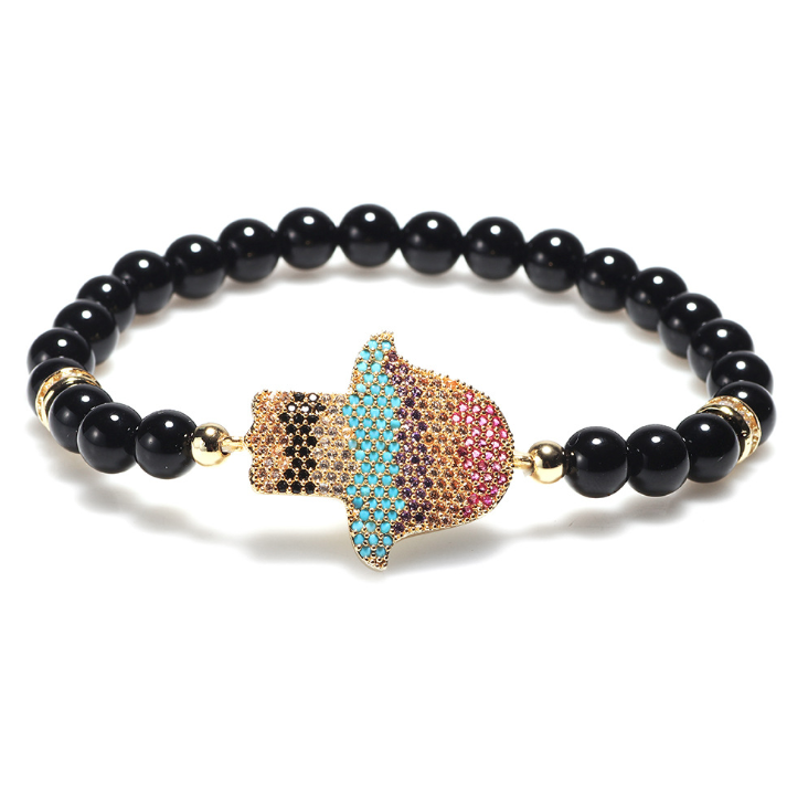 Natural Black Obsidian Hamsa Protection Bracelet  Limited Edition - Buddha Walks Shop