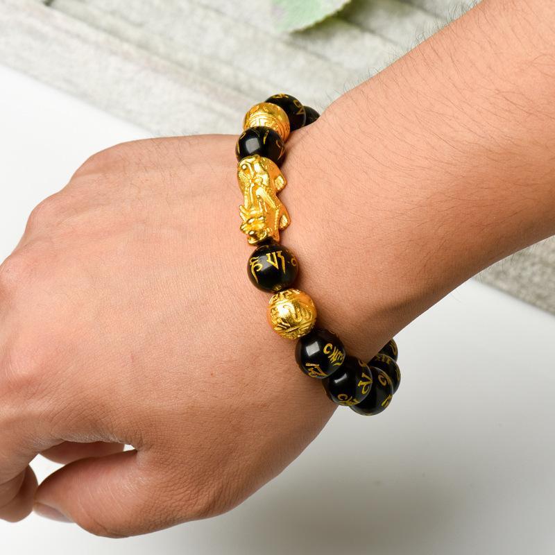 Feng Shui Black Obsidian Wealth Bracelet - Buddha Walks Shop