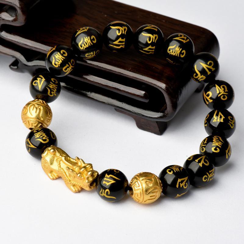 Feng Shui Black Obsidian Wealth Bracelet - Buddha Walks Shop