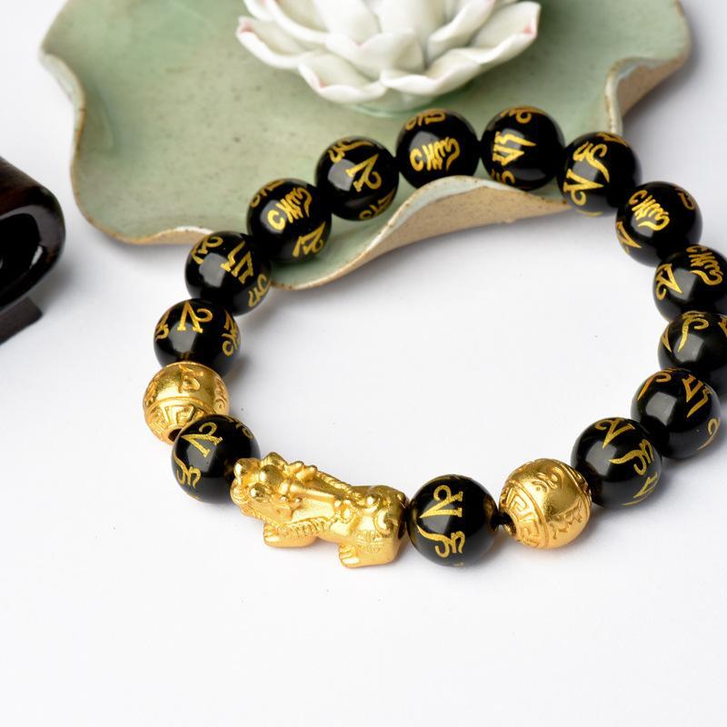 Feng Shui Black Obsidian Wealth Bracelet - Buddha Walks Shop