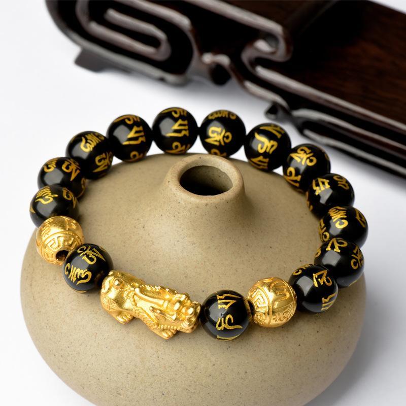 Feng Shui Black Obsidian Wealth Bracelet - Buddha Walks Shop