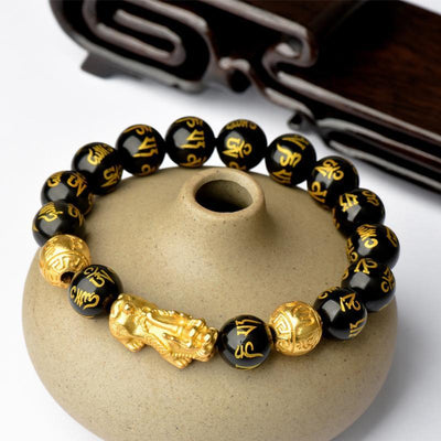 Feng Shui Black Obsidian Wealth Bracelet - Buddha Walks Shop
