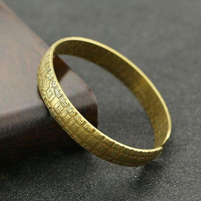 Chinese Fu Blessing Brass Bangle - Buddha Walks Shop