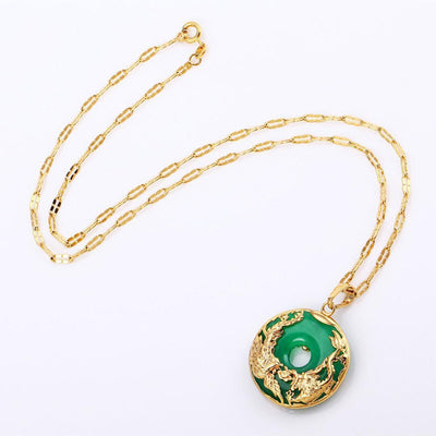 Green Jade Feng Shui Necklace - Buddha Walks Shop