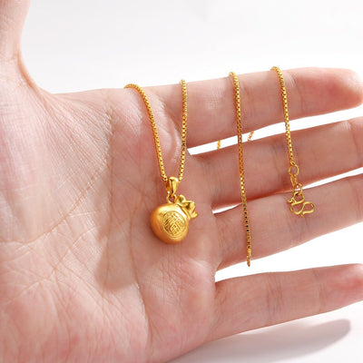 Lucky Money Bag Gold Necklace - Buddha Walks Shop