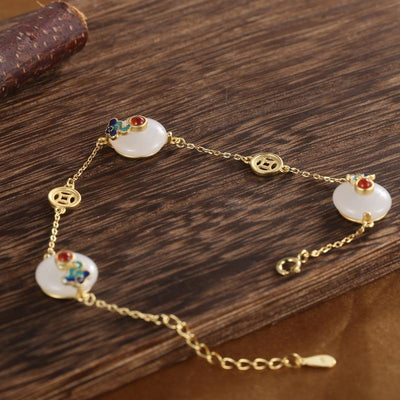 Feng Shui Coins Wealth Jade Bracelet - Buddha Walks Shop