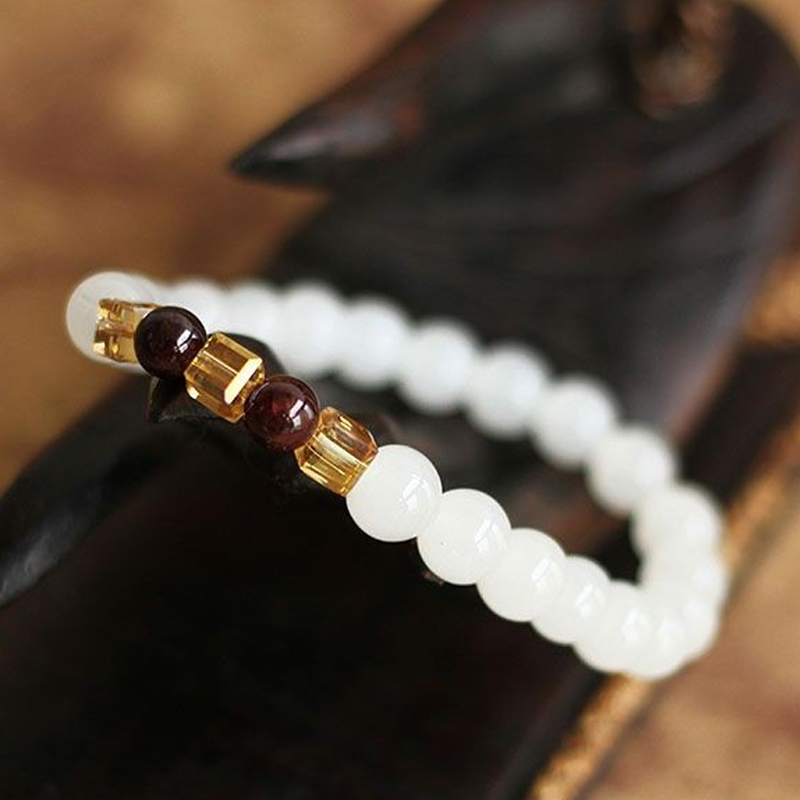 Natural White Chalcedony Positivity Bracelet - Buddha Walks Shop