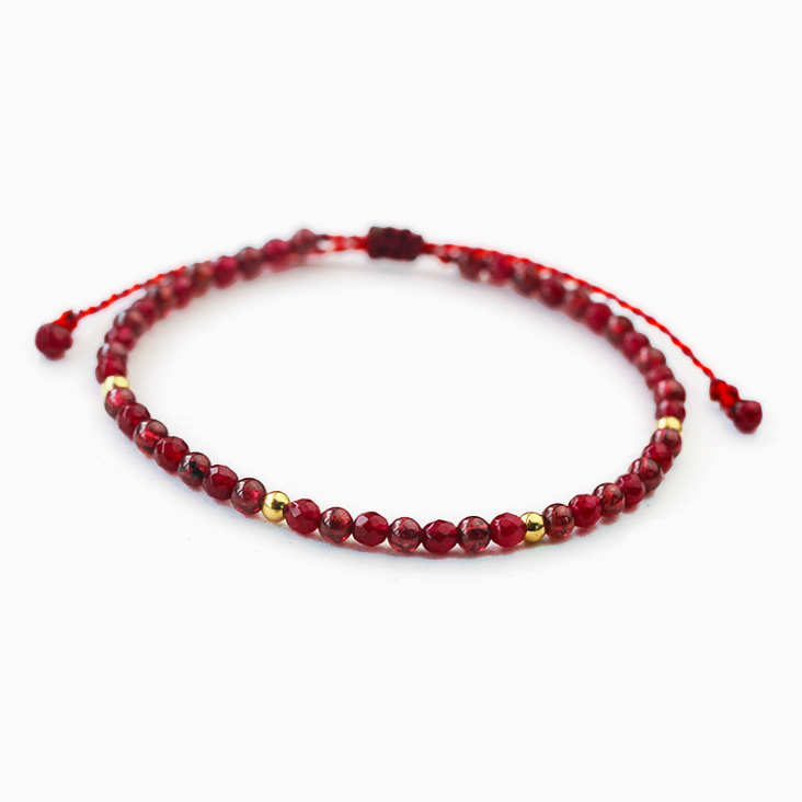Red Garnet Lucky Weave Red String Wealth Bracelet - Buddha Walks Shop