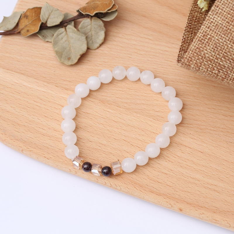 Natural White Chalcedony Positivity Bracelet - Buddha Walks Shop