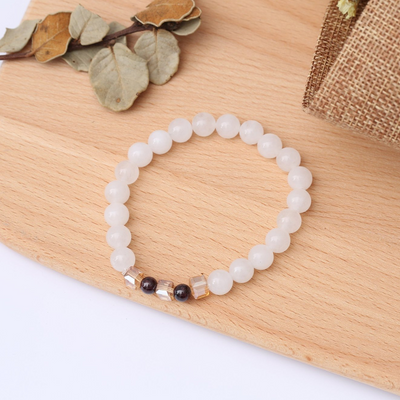 Natural White Chalcedony Positivity Bracelet - Buddha Walks Shop