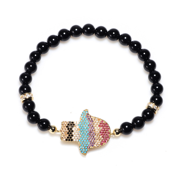Natural Black Obsidian Hamsa Protection Bracelet  Limited Edition - Buddha Walks Shop