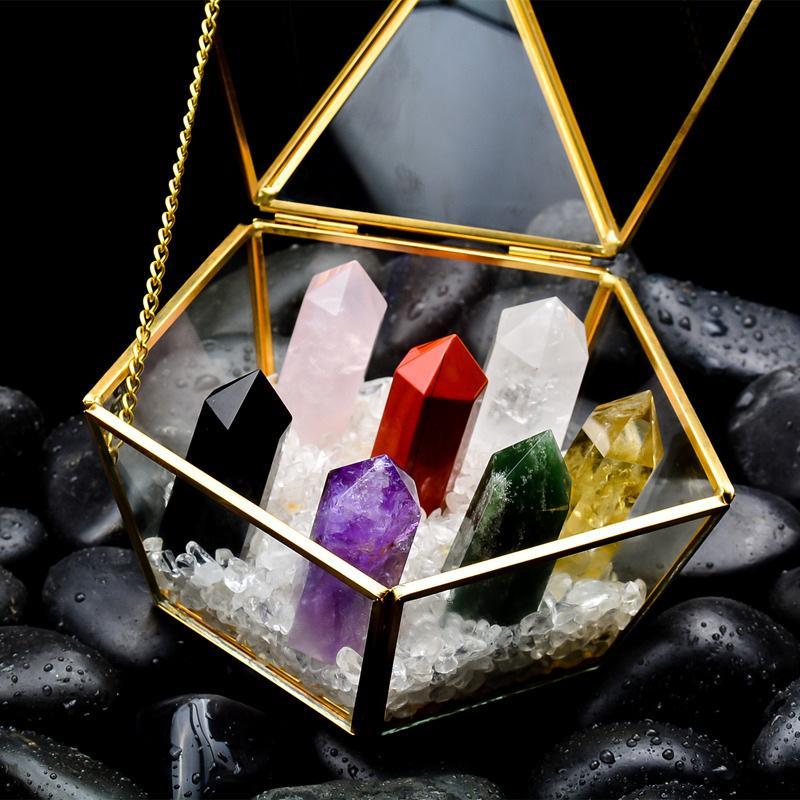 7 Chakra Stones Crystal Ornament Display - Buddha Walks Shop
