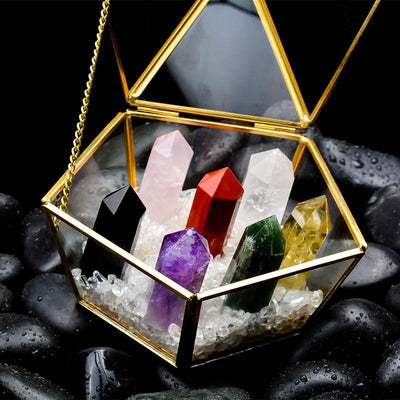 7 Chakra Stones Crystal Ornament Display - Buddha Walks Shop