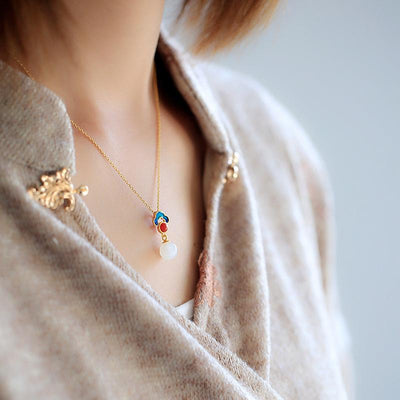White Jade Charm Necklace - Buddha Walks Shop