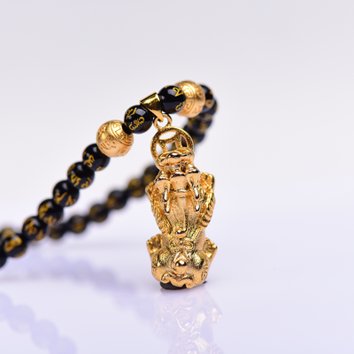 Feng Shui Black Obsidian Wealth Necklace - Buddha Walks Shop